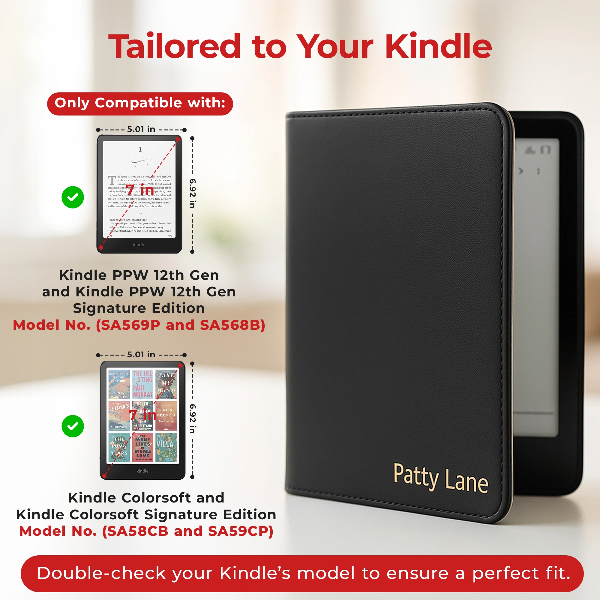 Kindle Leather Case- Black